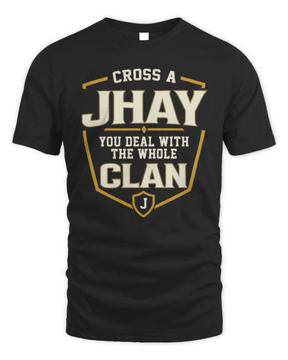 JHAY NT1-K008 Cross A/An NAME, You Deal With the Whole Clan | Personalized Vintage T-Shirt - Unisex Standard T-Shirt - Black