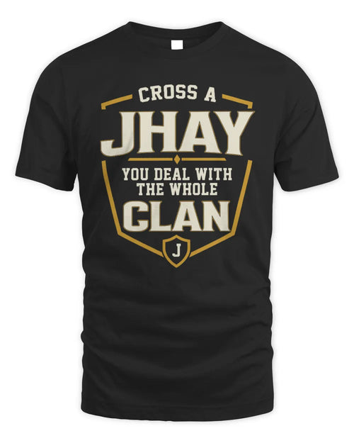 JHAY NT1-K008 Cross A/An NAME, You Deal With the Whole Clan | Personalized Vintage T-Shirt - Unisex Standard T-Shirt - Black