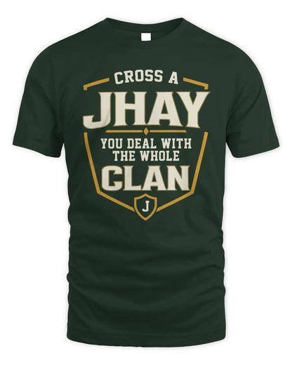 JHAY NT1-K008 Cross A/An NAME, You Deal With the Whole Clan | Personalized Vintage T-Shirt - Unisex Standard T-Shirt - Forest Green