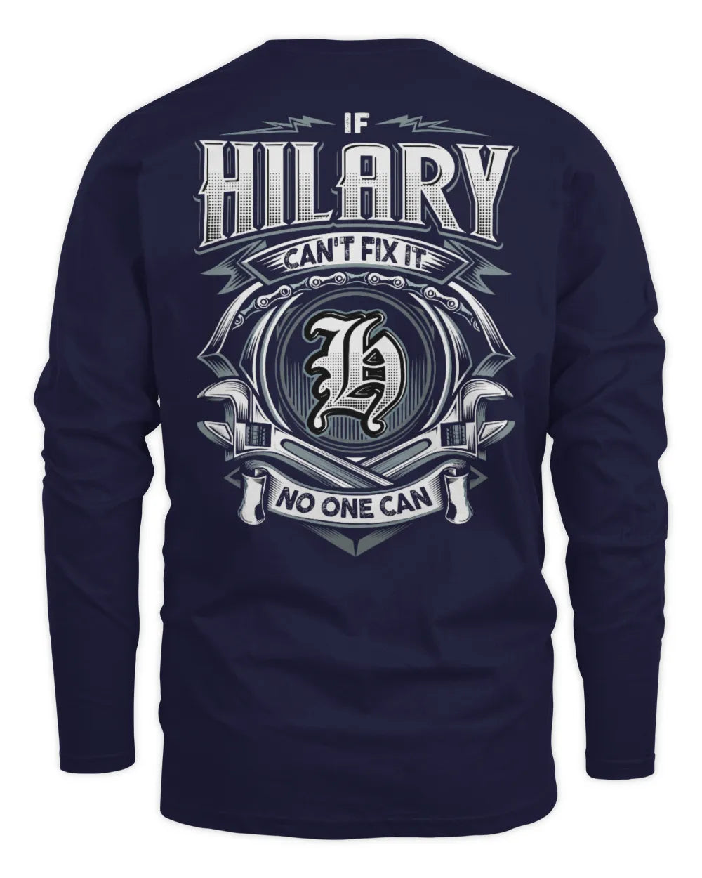 HILARY AP81-K4-626 - Personalized Ahmed Quote Apparel “If Ahmed Can't Fix It, No One Can” - Men's Long Sleeved T-Shirt - Navy