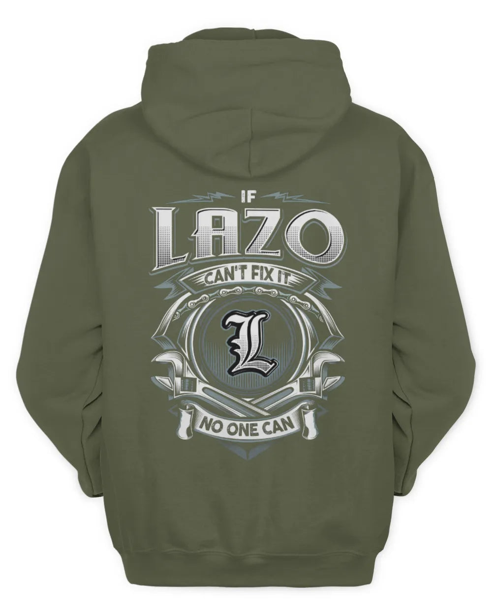 LAZO AP81-K4-626 - Personalized Ahmed Quote Apparel “If Ahmed Can't Fix It, No One Can” - Unisex Hoodie - Military Green