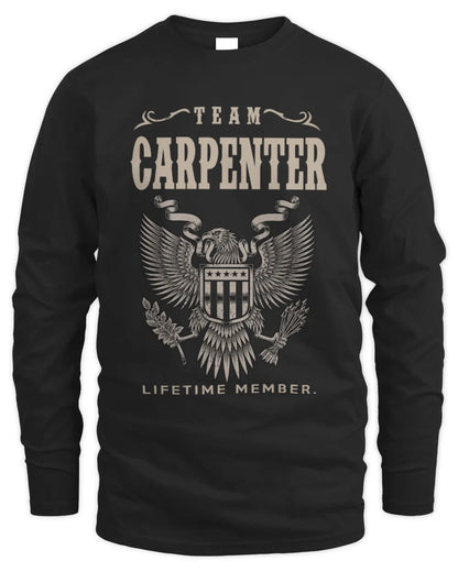 CARPENTER TP06-K82 – Personalized Classic Style Apparel “Team NAME Lifetime Member” - Men's Long Sleeved T-Shirt - Black