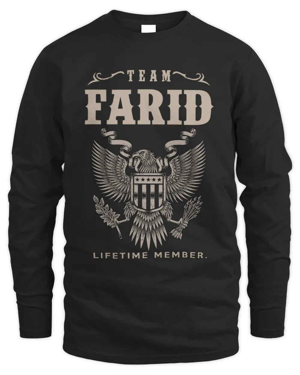 FARID TP06-K82 – Personalized Classic Style Apparel “Team NAME Lifetime Member” - Men's Long Sleeved T-Shirt - Black