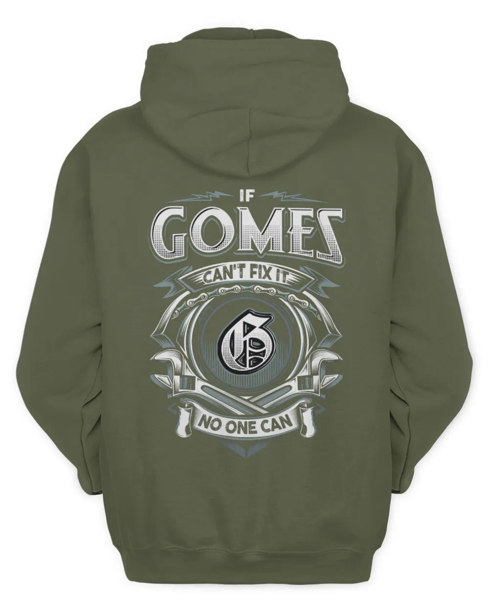 GOMES AP81-K4-626 - Personalized Ahmed Quote Apparel “If Ahmed Can't Fix It, No One Can” - Unisex Hoodie - Military Green