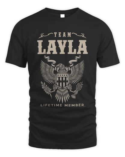 LAYLA TP06-K82 – Personalized Classic Style Apparel “Team NAME Lifetime Member” - Unisex Standard T-Shirt - Black