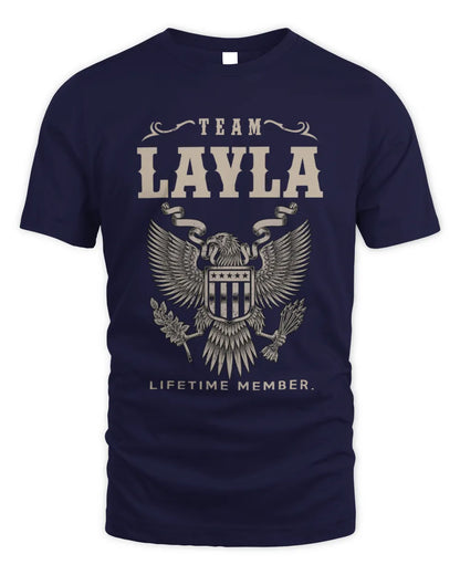 LAYLA TP06-K82 – Personalized Classic Style Apparel “Team NAME Lifetime Member” - Unisex Standard T-Shirt - Navy