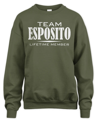 ESPOSITO BL62-K4-128 - Personalized “Team NAME Lifetime Member” - Unisex Sweatshirt - Military Green