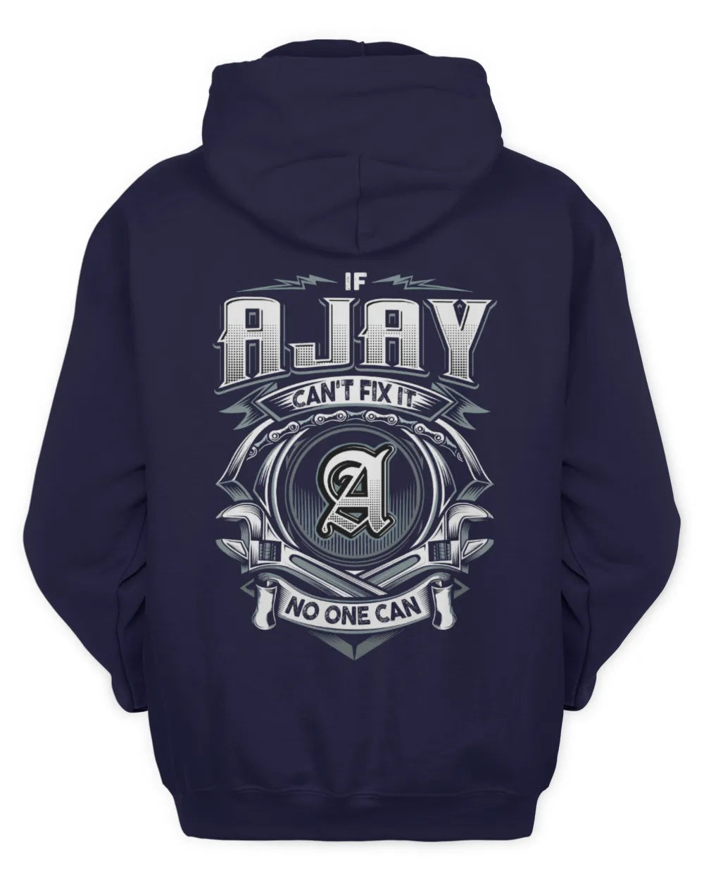 AJAY AP81-K4-626 - Personalized Ahmed Quote Apparel “If Ahmed Can't Fix It, No One Can” - Unisex Hoodie - Navy