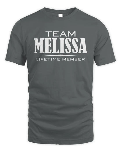 MELISSA BL62-K4-128 - Personalized “Team NAME Lifetime Member” - Unisex Standard T-Shirt - Charcoal