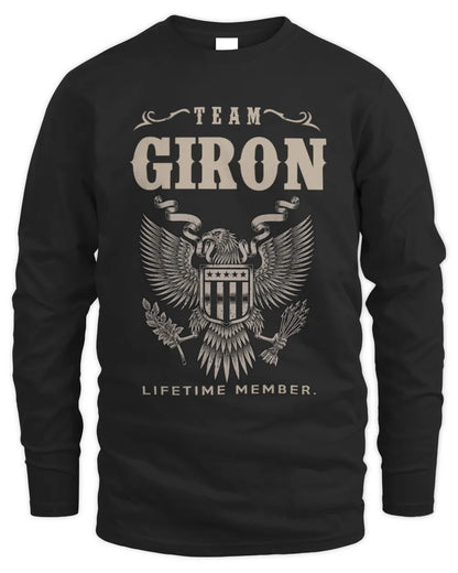 GIRON TP06-K82 – Personalized Classic Style Apparel “Team NAME Lifetime Member” - Men's Long Sleeved T-Shirt - Black