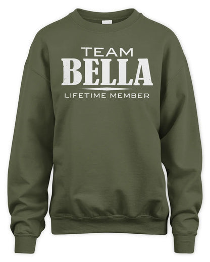 BELLA BL62-K4-128 - Personalized “Team NAME Lifetime Member” - Unisex Sweatshirt - Military Green