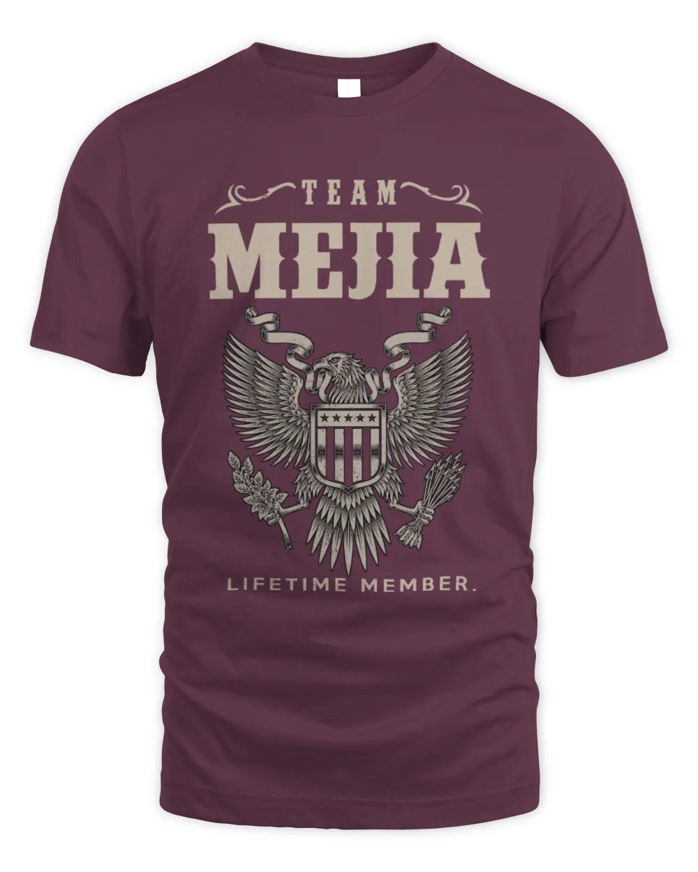 MEJIA TP06-K82 – Personalized Classic Style Apparel “Team NAME Lifetime Member” - Unisex Standard T-Shirt - Maroon