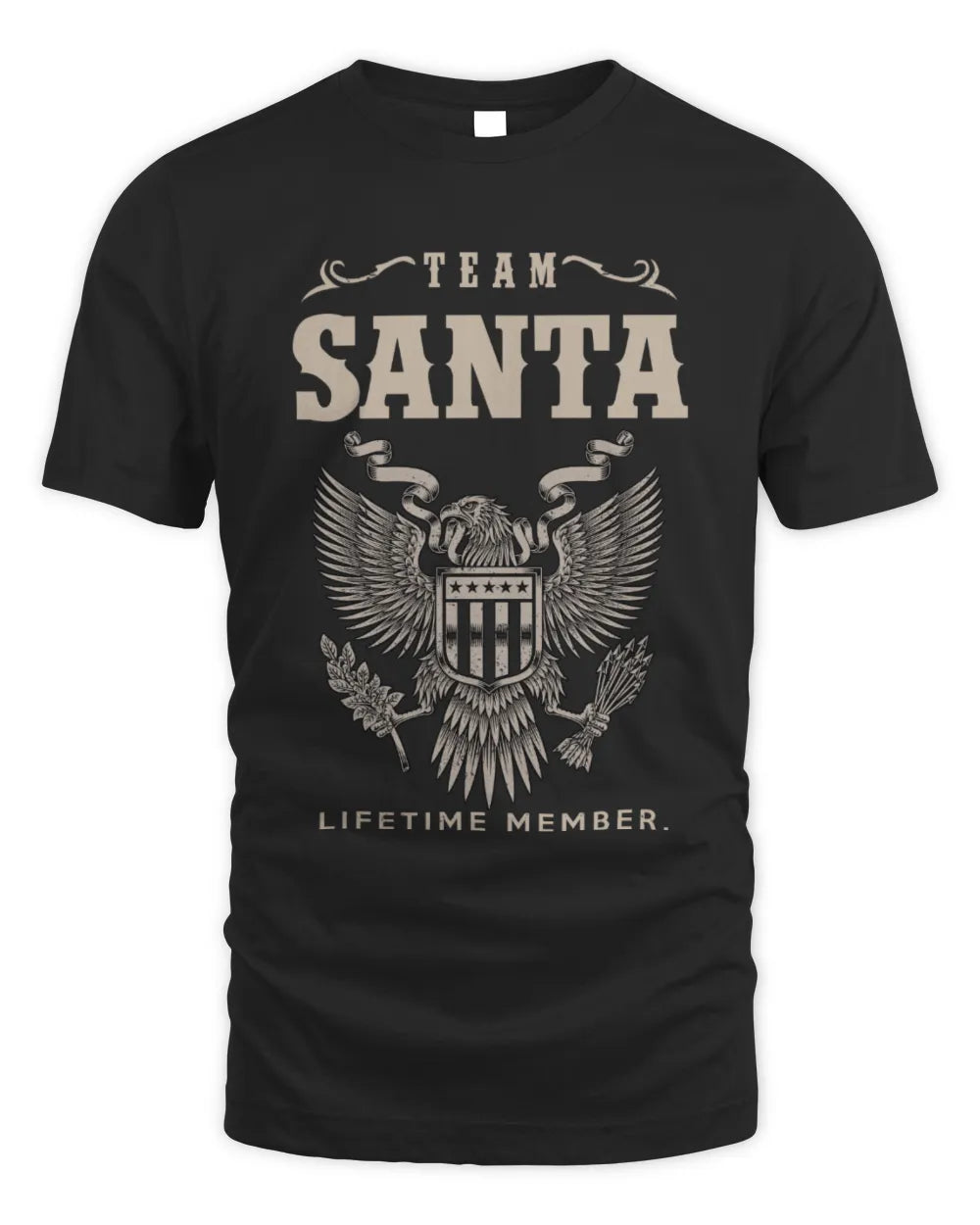 SANTA TP06-K82 – Personalized Classic Style Apparel “Team NAME Lifetime Member” - Unisex Standard T-Shirt - Black