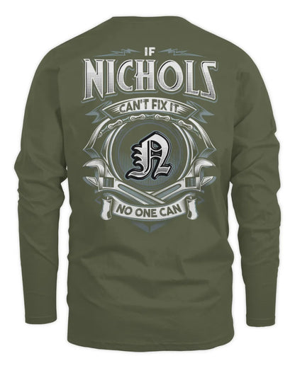NICHOLS AP81-K4-626 - Personalized Ahmed Quote Apparel “If Ahmed Can't Fix It, No One Can” - Men's Long Sleeved T-Shirt - Military Green