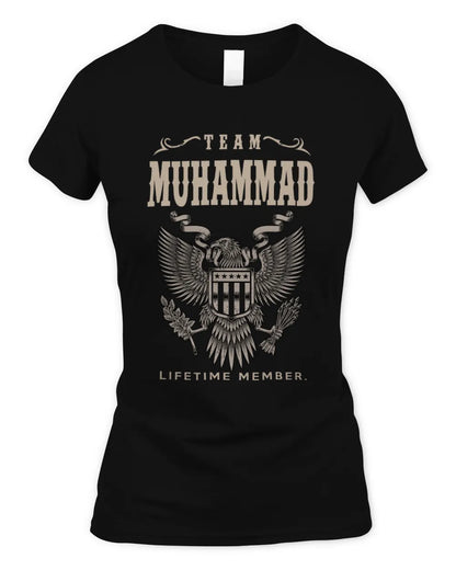 MUHAMMAD TP06-K82 – Personalized Classic Style Apparel “Team NAME Lifetime Member” - Women's Standard T-Shirt - Black
