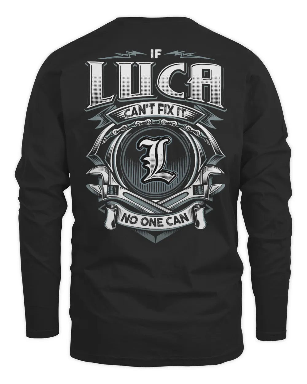 LUCA AP81-K4-626 - Personalized Ahmed Quote Apparel “If Ahmed Can't Fix It, No One Can” - Men's Long Sleeved T-Shirt - Black