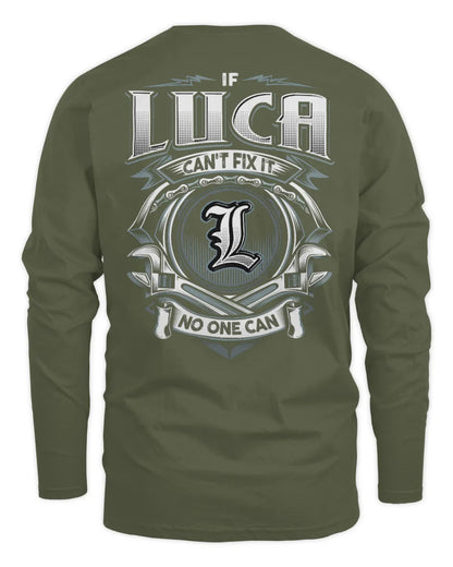 LUCA AP81-K4-626 - Personalized Ahmed Quote Apparel “If Ahmed Can't Fix It, No One Can” - Men's Long Sleeved T-Shirt - Military Green