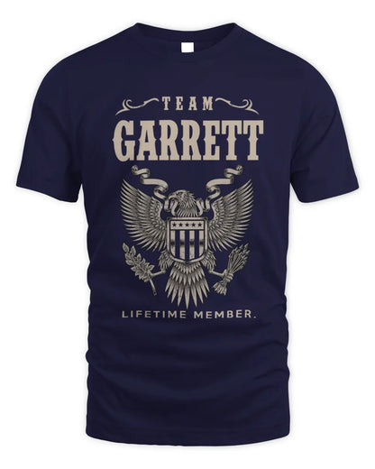 GARRETT TP06-K82 – Personalized Classic Style Apparel “Team NAME Lifetime Member” - Unisex Standard T-Shirt - Navy