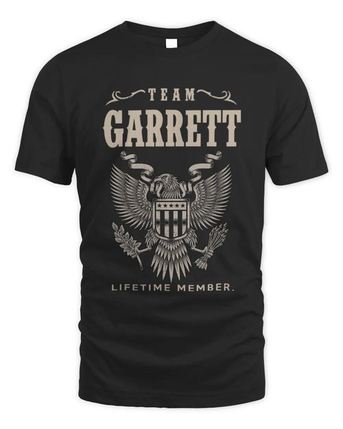 GARRETT TP06-K82 – Personalized Classic Style Apparel “Team NAME Lifetime Member” - Unisex Standard T-Shirt - Black
