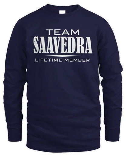 SAAVEDRA BL62-K4-128 - Personalized “Team NAME Lifetime Member” - Men's Long Sleeved T-Shirt - Navy