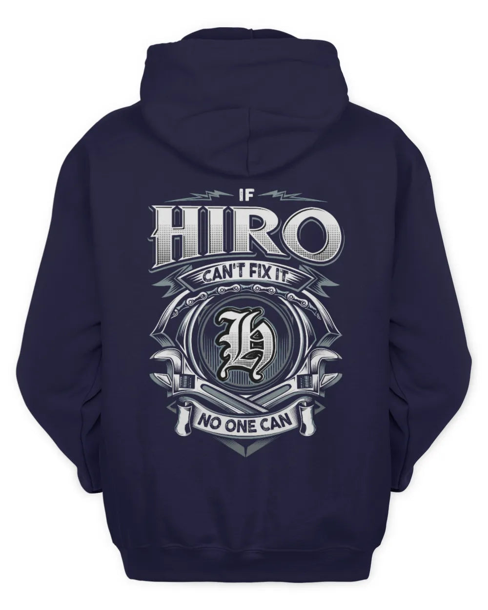 HIRO AP81-K4-626 - Personalized Ahmed Quote Apparel “If Ahmed Can't Fix It, No One Can” - Unisex Hoodie - Navy