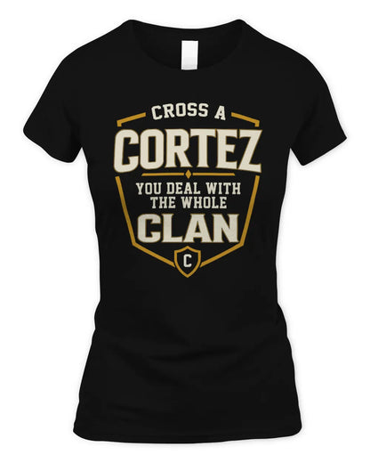 CORTEZ NT1-K008 Cross A/An NAME, You Deal With the Whole Clan | Personalized Vintage T-Shirt - Women's Standard T-Shirt - Black