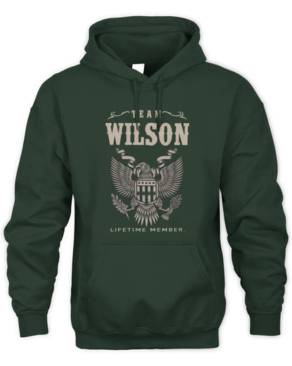WILSON TP06-K82 – Personalized Classic Style Apparel “Team NAME Lifetime Member” - Unisex Hoodie - Forest Green