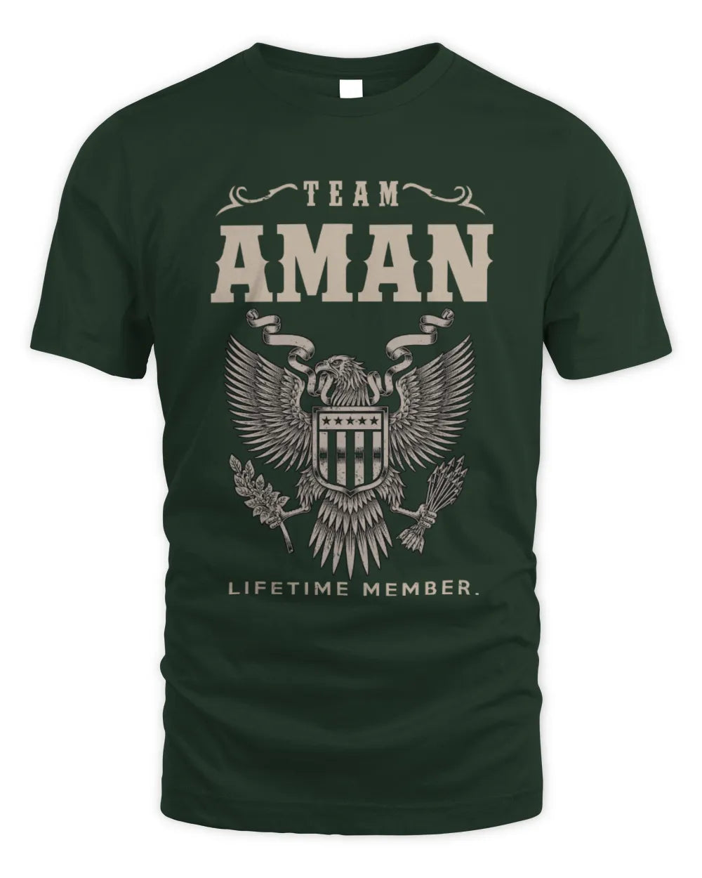 AMAN TP06-K82 – Personalized Classic Style Apparel “Team NAME Lifetime Member” - Unisex Standard T-Shirt - Forest Green