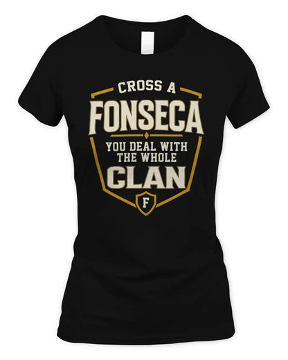 FONSECA NT1-K008 Cross A/An NAME, You Deal With the Whole Clan | Personalized Vintage T-Shirt - Women's Standard T-Shirt - Black
