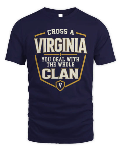 VIRGINIA NT1-K008 Cross A/An NAME, You Deal With the Whole Clan | Personalized Vintage T-Shirt - Unisex Standard T-Shirt - Navy