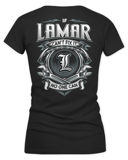 LAMAR AP81-K4-626 - Personalized Ahmed Quote Apparel “If Ahmed Can't Fix It, No One Can” - Women's V-Neck T-Shirt - Black