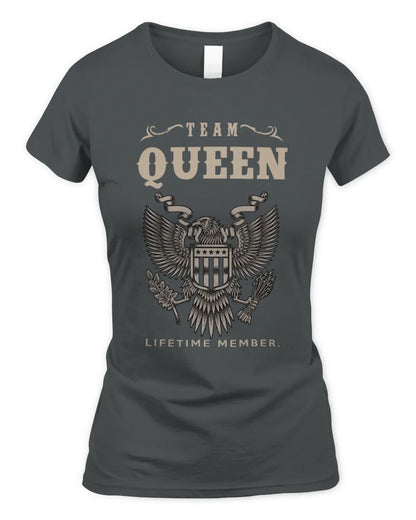 QUEEN TP06-K82 – Personalized Classic Style Apparel “Team NAME Lifetime Member” - Women's Standard T-Shirt - Charcoal