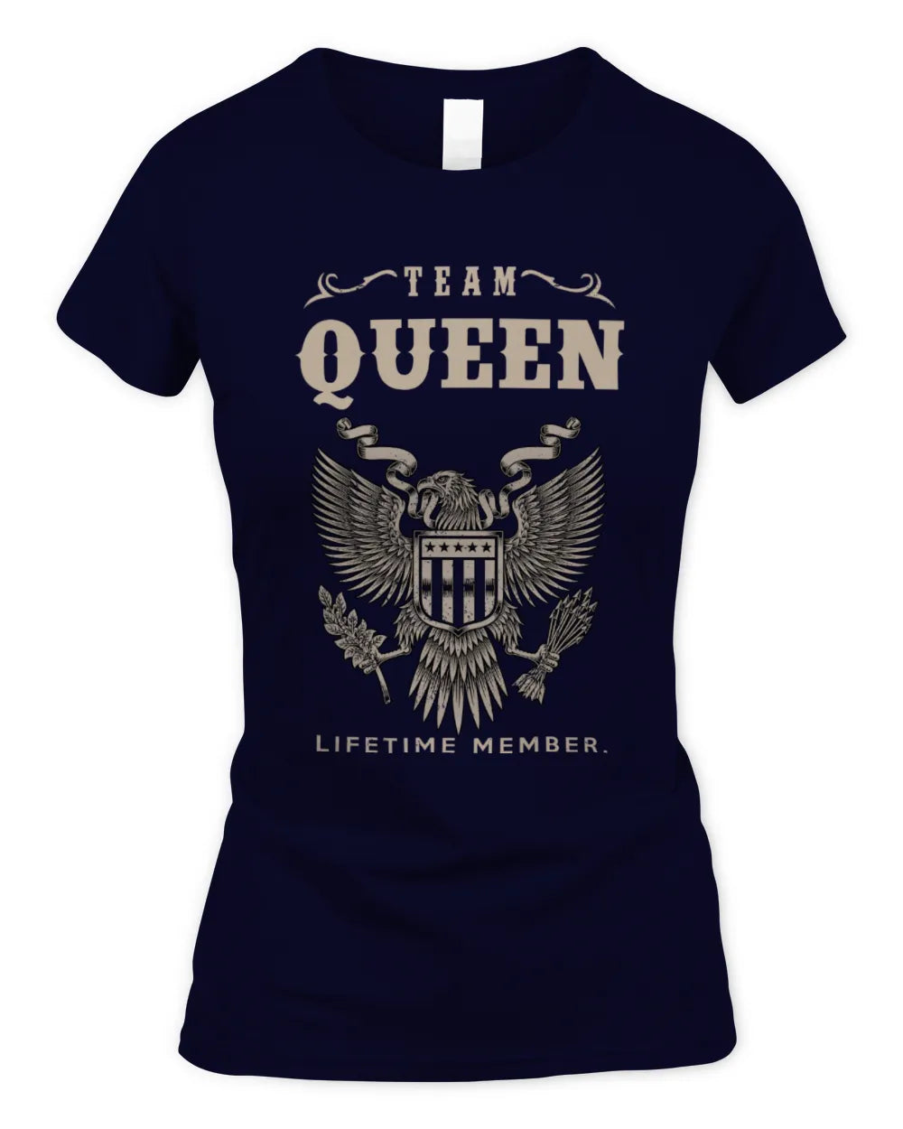 QUEEN TP06-K82 – Personalized Classic Style Apparel “Team NAME Lifetime Member” - Women's Standard T-Shirt - Navy
