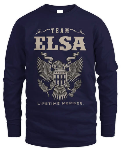ELSA TP06-K82 – Personalized Classic Style Apparel “Team NAME Lifetime Member” - Men's Long Sleeved T-Shirt - Navy