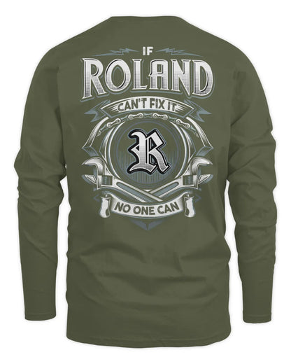 ROLAND AP81-K4-626 - Personalized Ahmed Quote Apparel “If Ahmed Can't Fix It, No One Can” - Men's Long Sleeved T-Shirt - Military Green