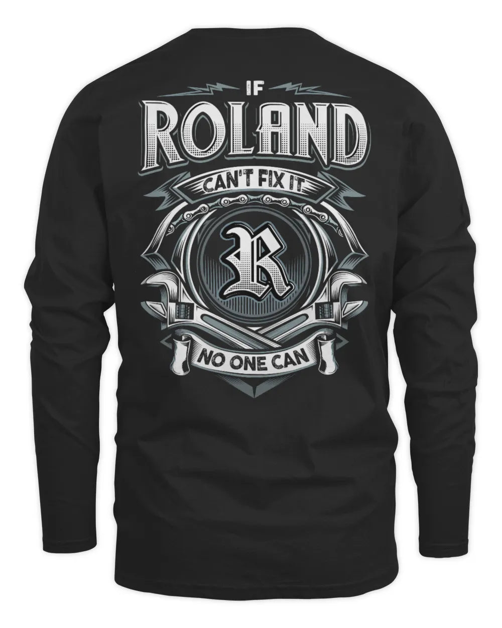 ROLAND AP81-K4-626 - Personalized Ahmed Quote Apparel “If Ahmed Can't Fix It, No One Can” - Men's Long Sleeved T-Shirt - Black