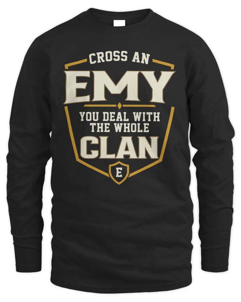 EMY NT1-K008 Cross A/An NAME, You Deal With the Whole Clan | Personalized Vintage T-Shirt - Men's Long Sleeved T-Shirt - Black
