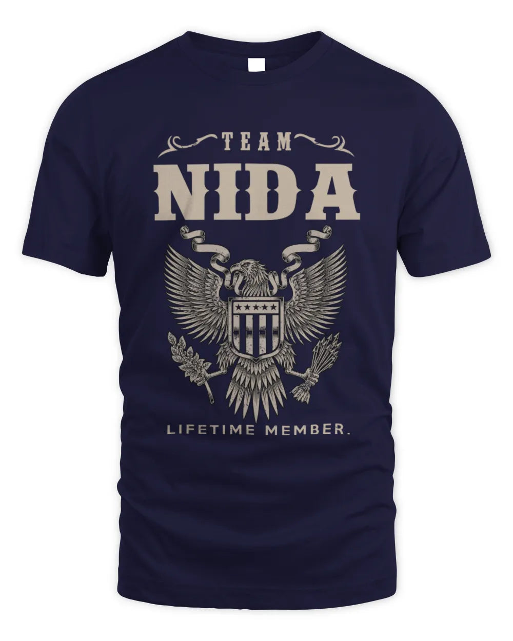 NIDA TP06-K82 – Personalized Classic Style Apparel “Team NAME Lifetime Member” - Unisex Standard T-Shirt - Navy