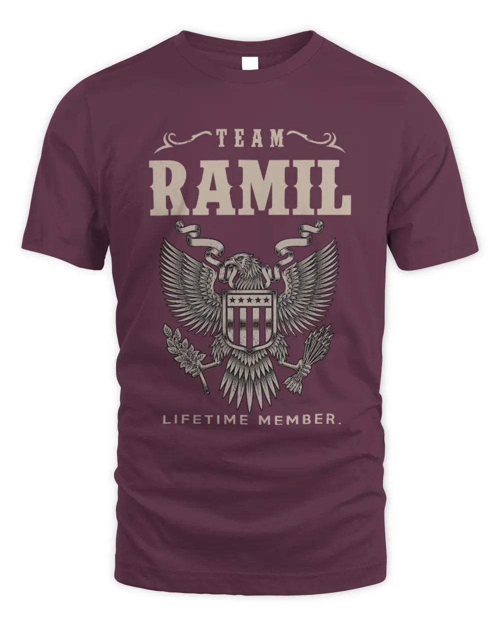 RAMIL TP06-K82 – Personalized Classic Style Apparel “Team NAME Lifetime Member” - Unisex Standard T-Shirt - Maroon