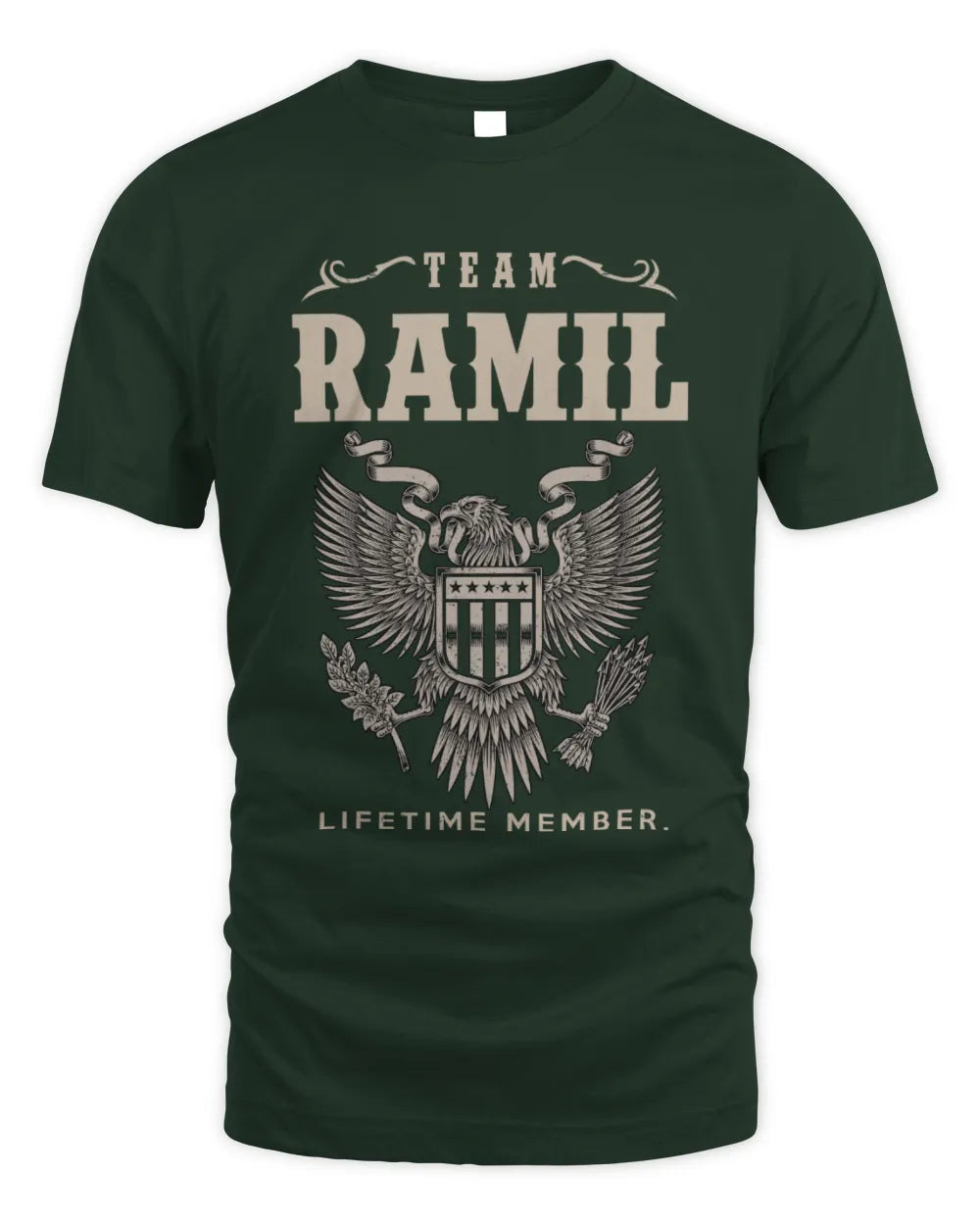 RAMIL TP06-K82 – Personalized Classic Style Apparel “Team NAME Lifetime Member” - Unisex Standard T-Shirt - Forest Green