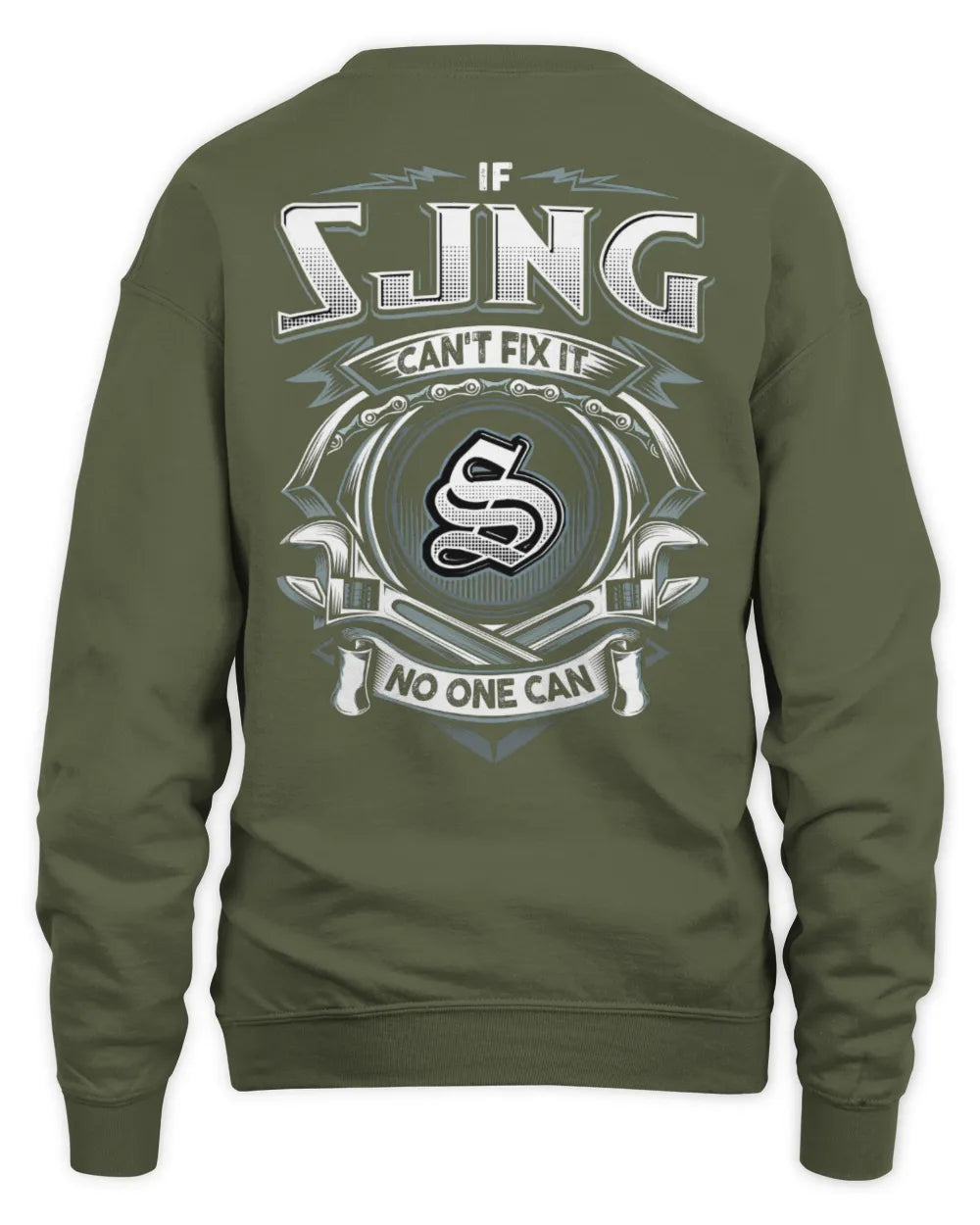 SJNG AP81-K4-626 - Personalized Ahmed Quote Apparel “If Ahmed Can't Fix It, No One Can” - Unisex Sweatshirt - Military Green