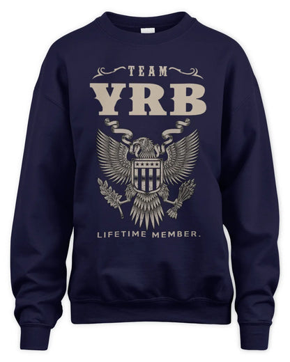 YRB TP06-K82 – Personalized Classic Style Apparel “Team NAME Lifetime Member” - Unisex Sweatshirt - Navy