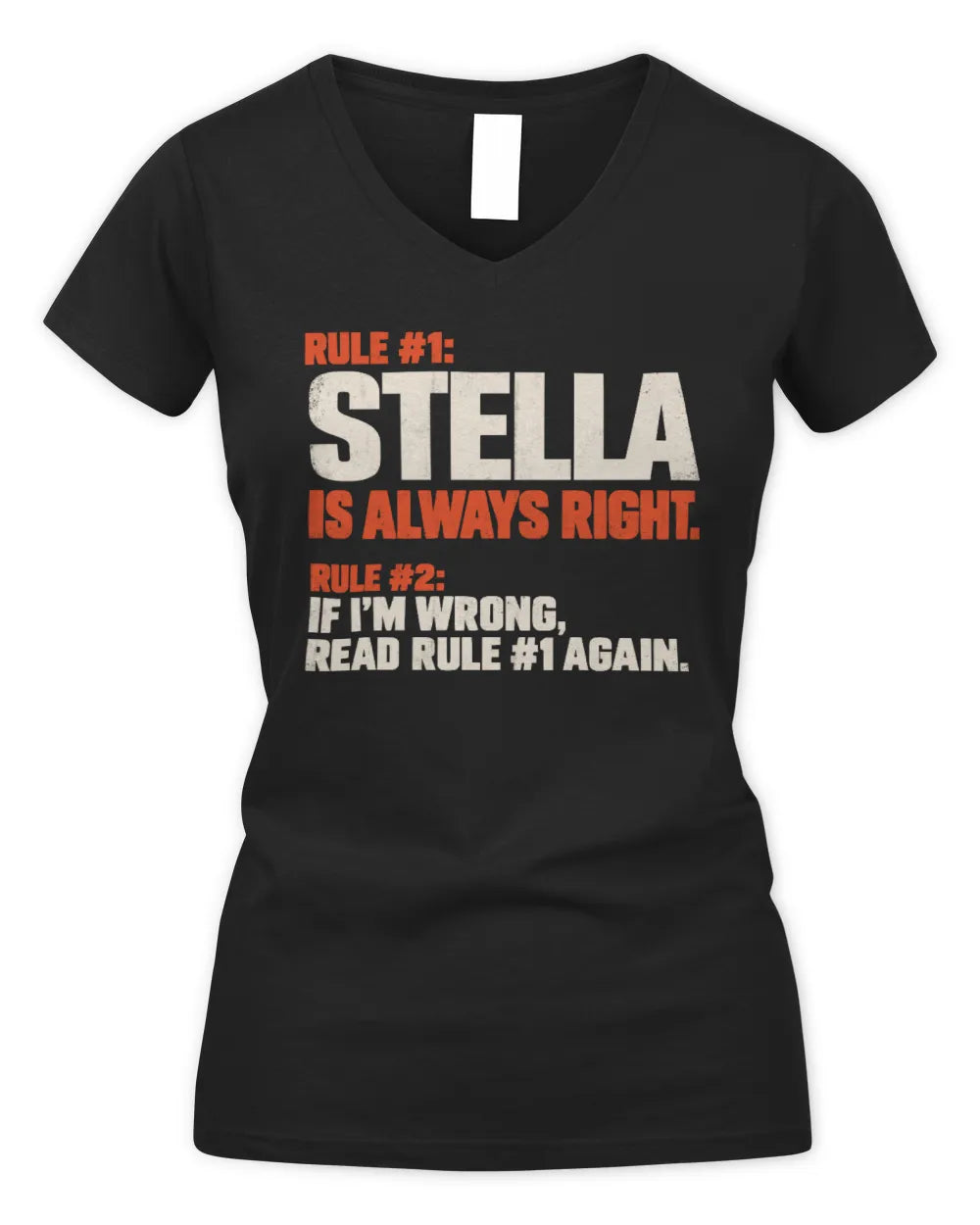 STELLA NP1-H006 - Always Right Personalized Name T-Shirt – Funny Custom Name Shirt - Women's V-Neck T-Shirt - Black