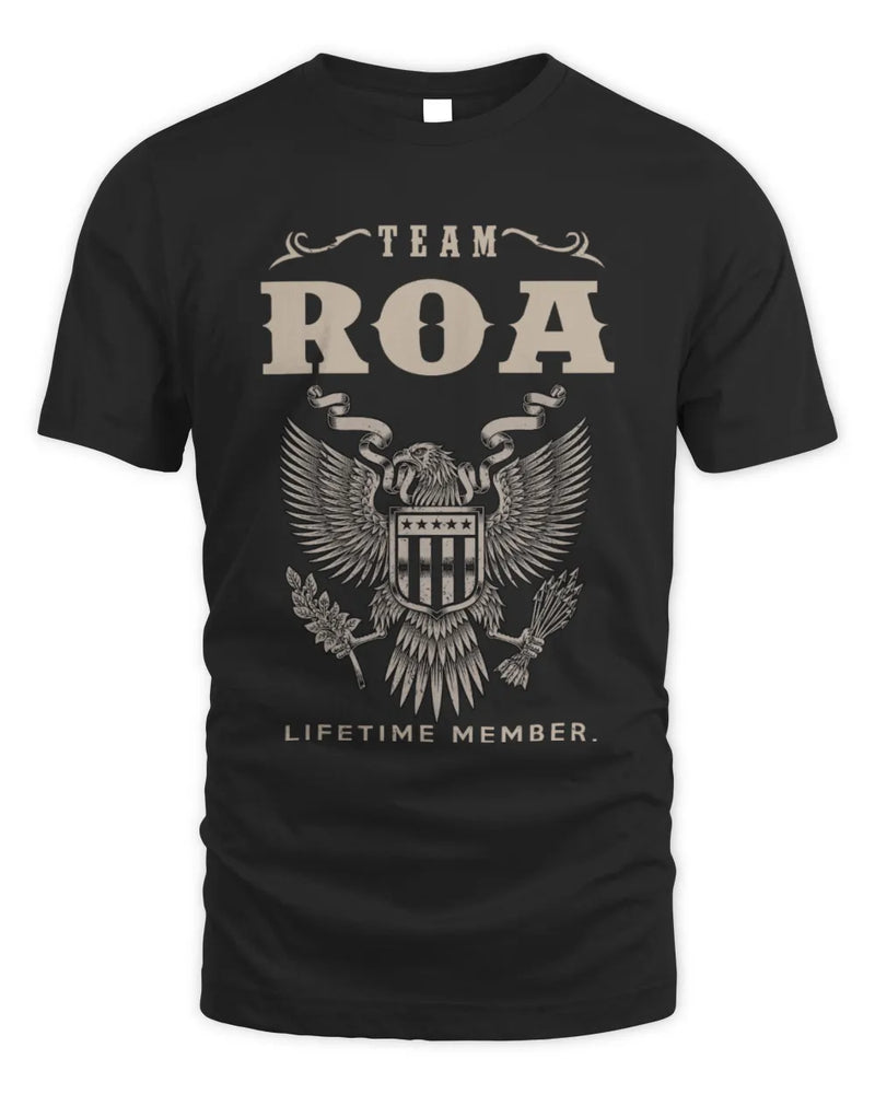 ROA TP06-K82 – Personalized Classic Style Apparel “Team NAME Lifetime Member” - Unisex Standard T-Shirt - Black