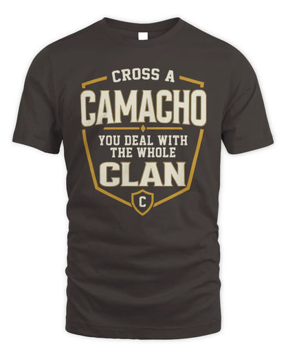 CAMACHO NT1-K008 Cross A/An NAME, You Deal With the Whole Clan | Personalized Vintage T-Shirt - Unisex Standard T-Shirt - Dark Chocolate