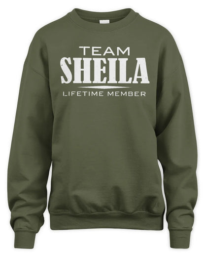 SHEILA BL62-K4-128 - Personalized “Team NAME Lifetime Member” - Unisex Sweatshirt - Military Green