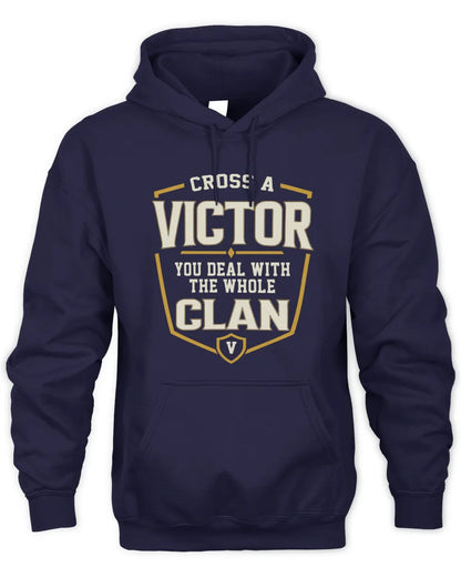 VICTOR NT1-K008 Cross A/An NAME, You Deal With the Whole Clan | Personalized Vintage T-Shirt - Unisex Hoodie - Navy
