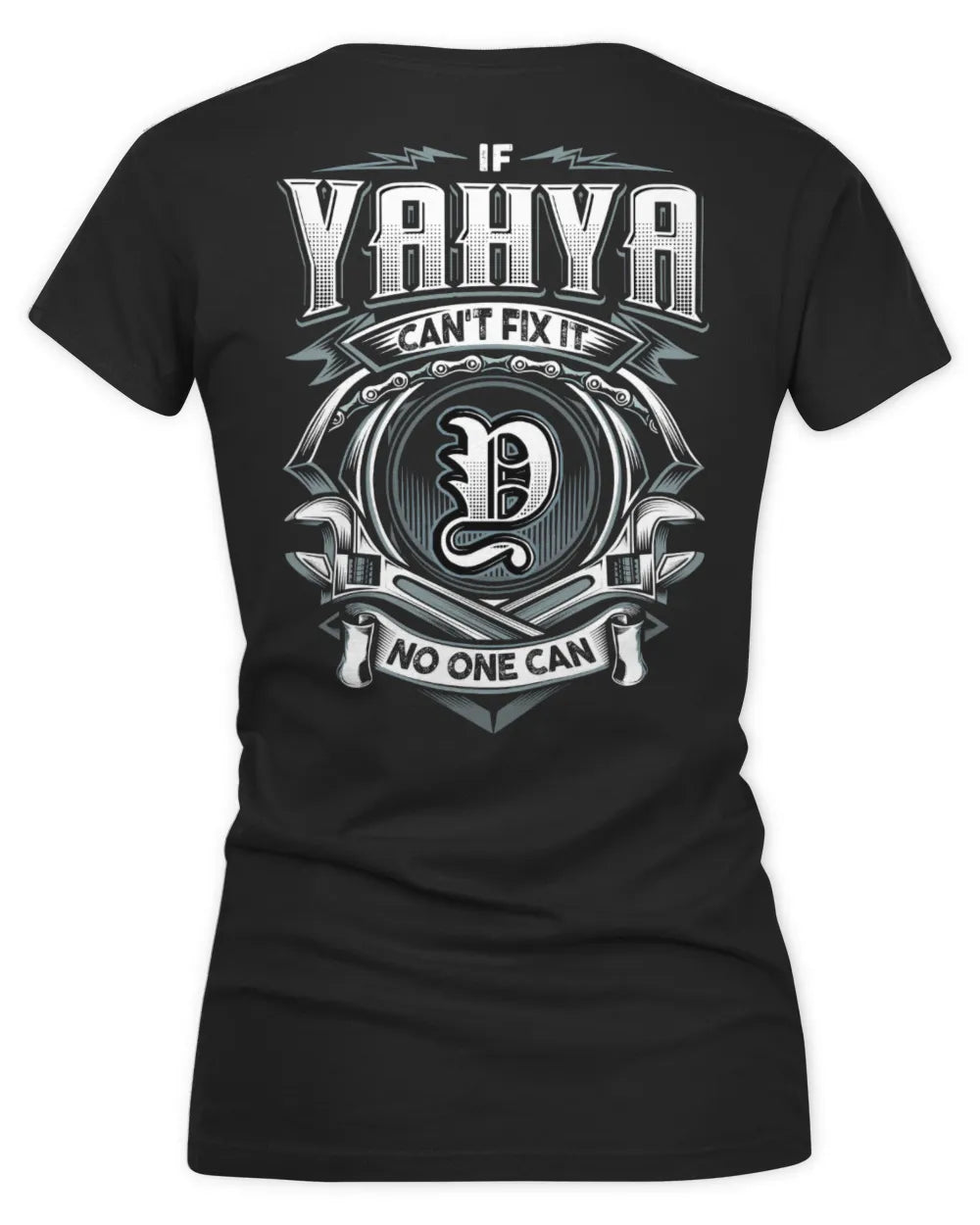 YAHYA AP81-K4-626 - Personalized Ahmed Quote Apparel “If Ahmed Can't Fix It, No One Can” - Women's V-Neck T-Shirt - Black