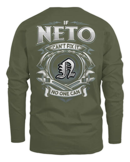 NETO AP81-K4-626 - Personalized Ahmed Quote Apparel “If Ahmed Can't Fix It, No One Can” - Men's Long Sleeved T-Shirt - Military Green