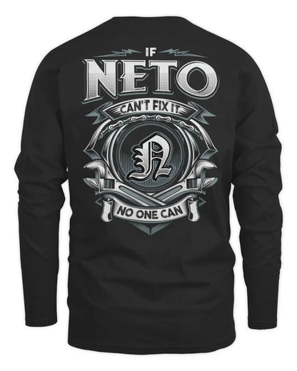 NETO AP81-K4-626 - Personalized Ahmed Quote Apparel “If Ahmed Can't Fix It, No One Can” - Men's Long Sleeved T-Shirt - Black
